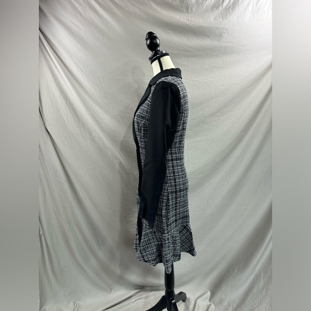 LAST ONE 🔥 Plaid Double Breasted Ruffle Hem Dress Black - Picture 6 of 8